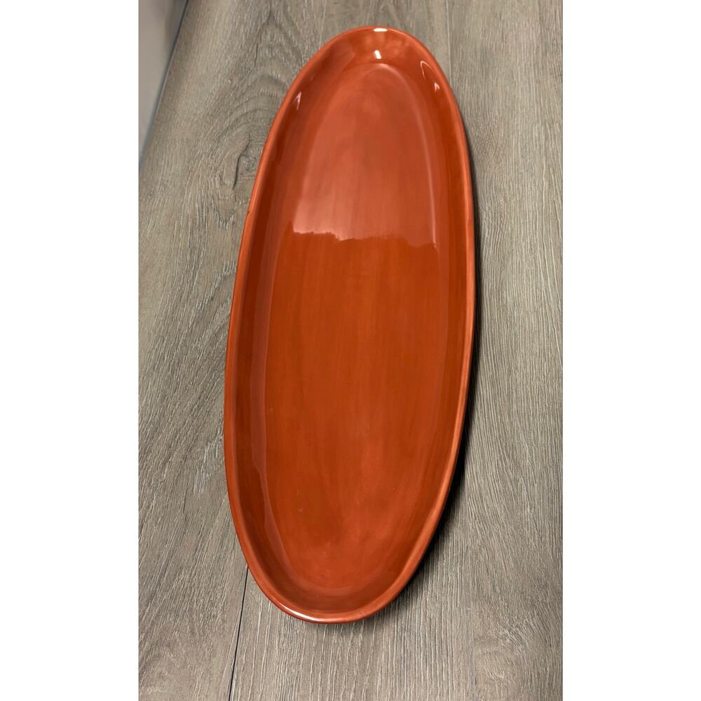 Pottery Barn Sausalito Spice Terracotta Oval Serving Platter Boat 2003 Vintage - Picture 7 of 7